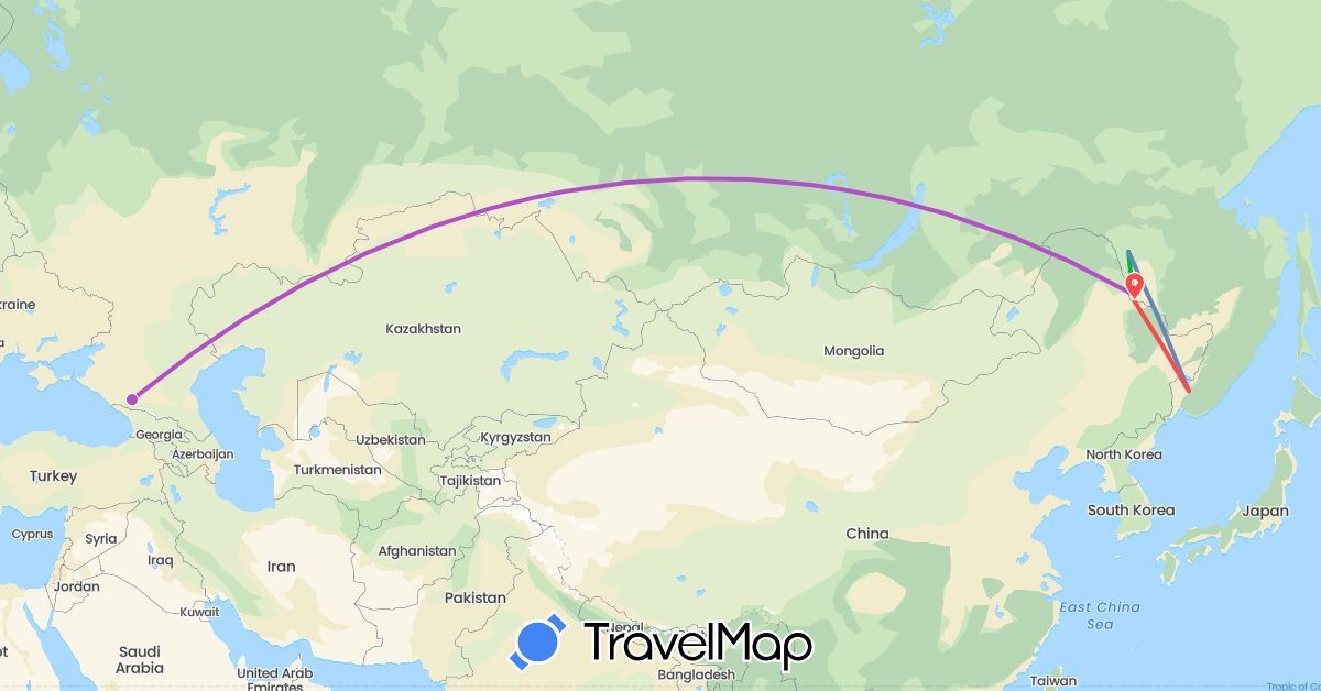 TravelMap itinerary: driving, bus, cycling, train, hiking in Russia (Europe)